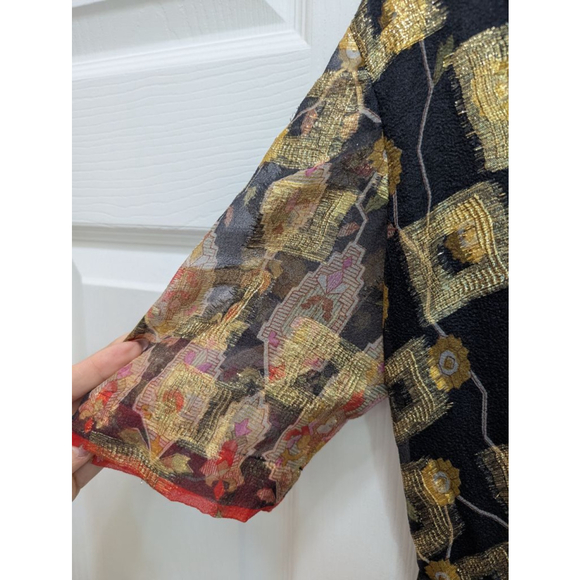 Vintage 1960s Oscar de la Renta boutique maxi dress in black and gold metallic - Picture 3 of 16